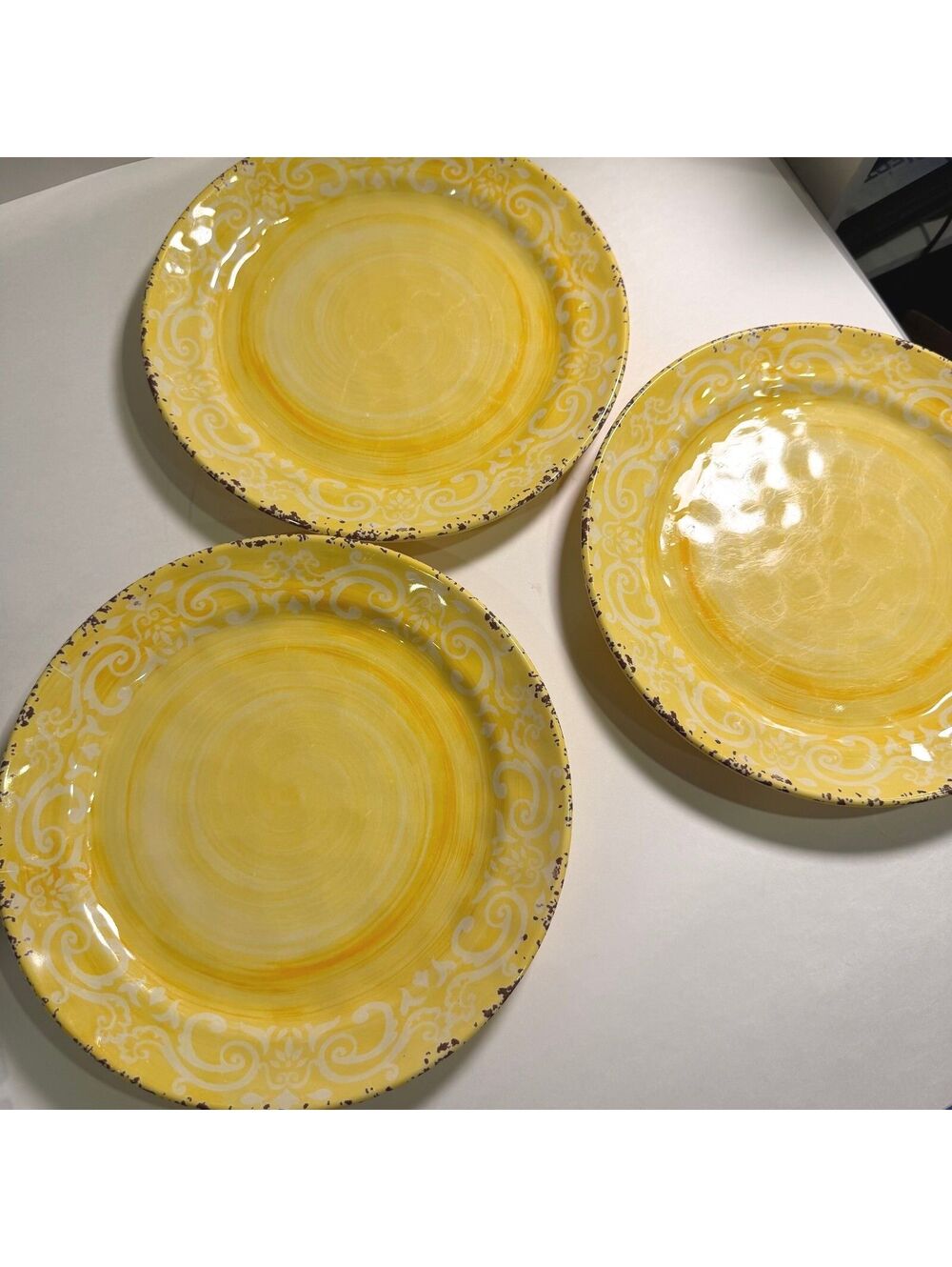 Cynthia Rowley set of 3 Melamine Yellow Plates